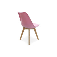 5PCs Dining Set - an Oak Halo Dining Table & Set of 4 Pink Lorenzo Tulip chairs with Padded Seat
