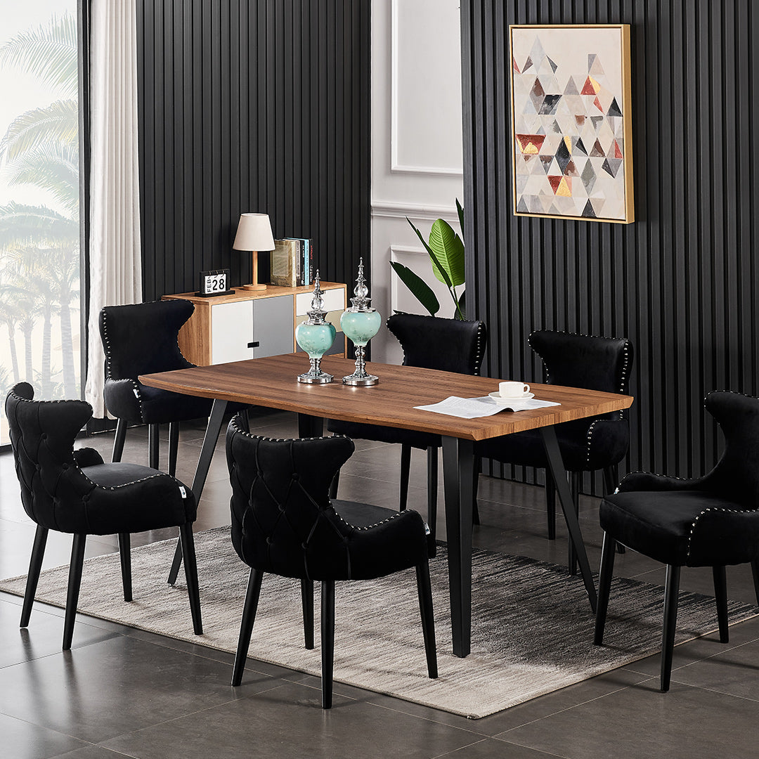 Oxford Rocco LUX 7PCs Dining Set includes an Oak Dining Table and Set of 6 Dining Chairs