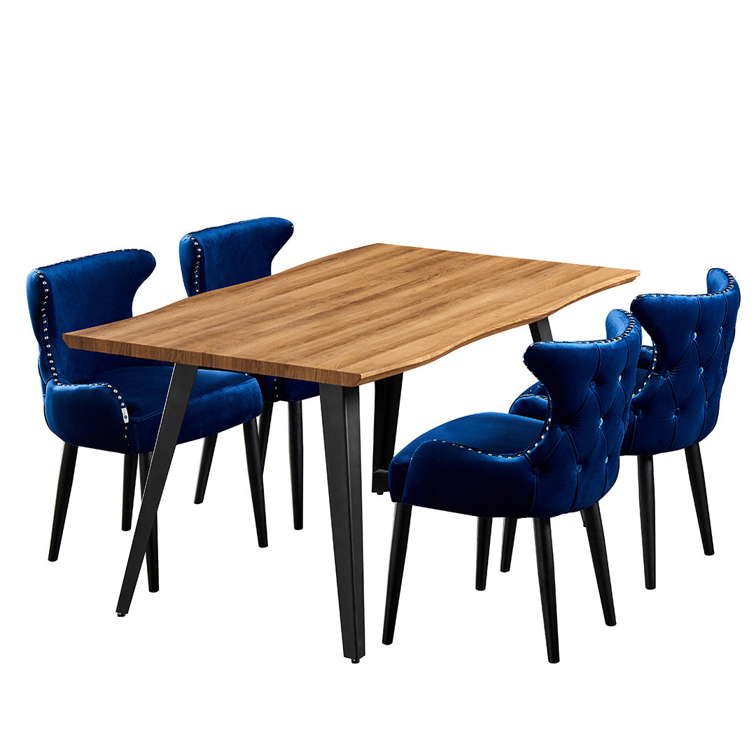 Oxford Rocco LUX 5PCs Dining Set includes an Oak Dining Table and Set of 4 Dining Chairs