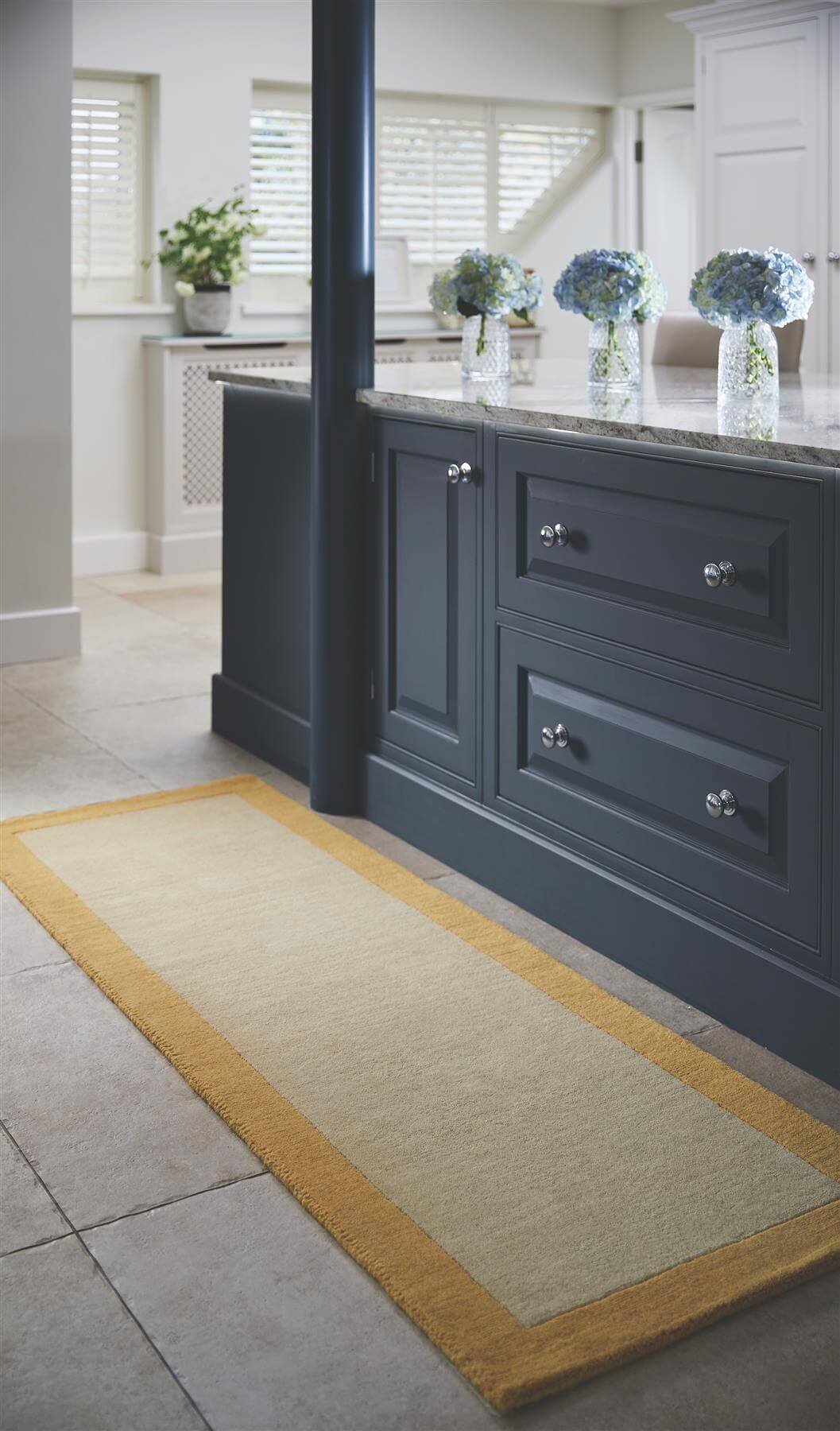 Bordered Yellow Wool Rug - PN Home