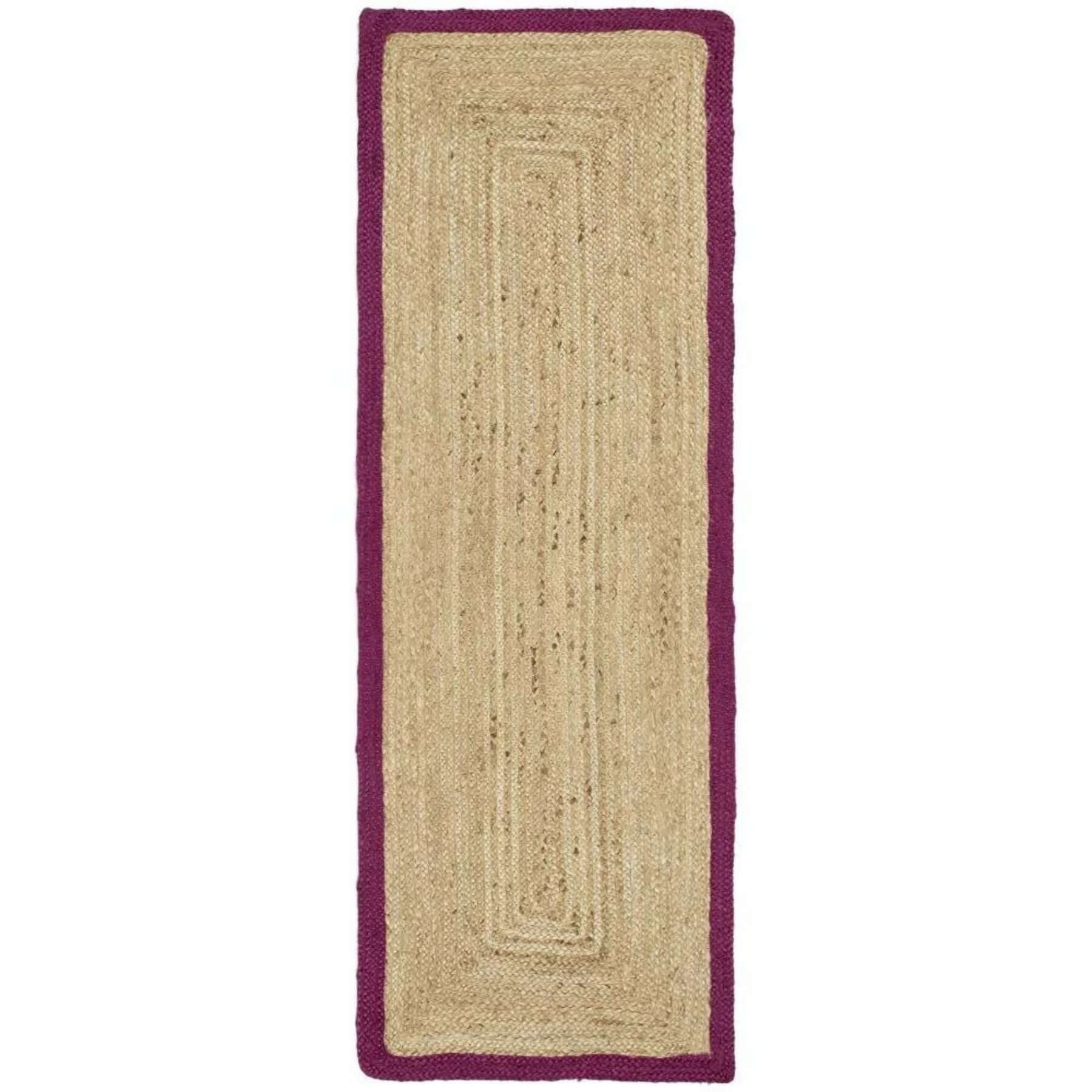 Bordered Raspberry Jute Rug - PN Home
