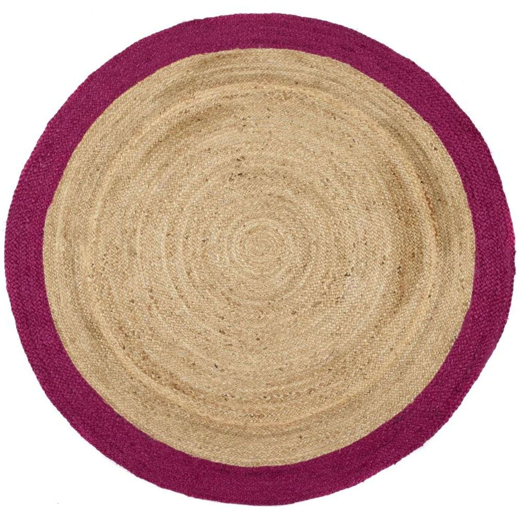 Bordered Raspberry Jute Rug - PN Home