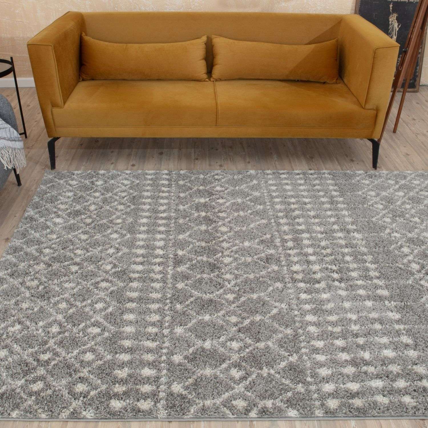 Moroccan Grey Shaggy Rug | 1010 - PN Home