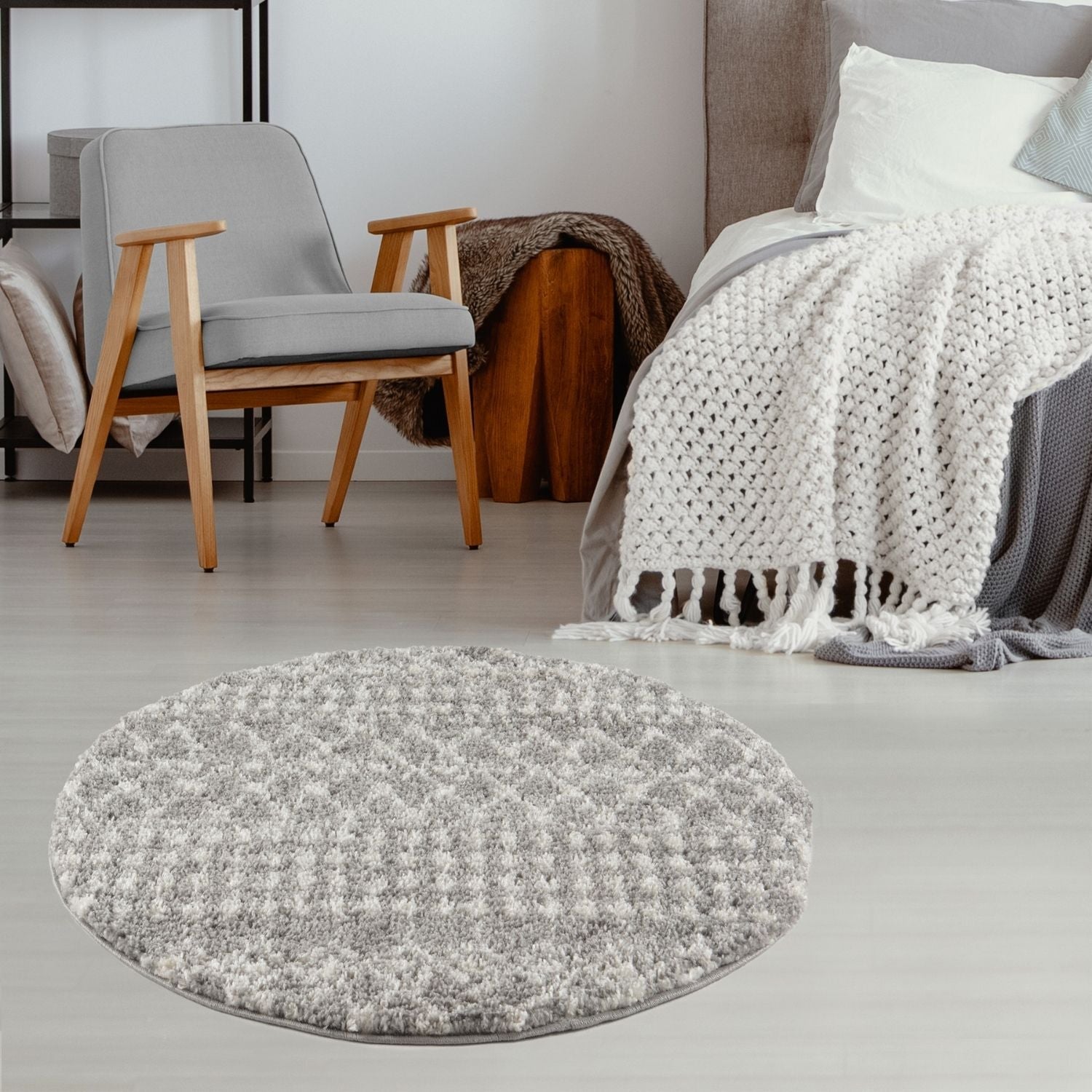 Moroccan Grey Shaggy Rug | 1010 - PN Home