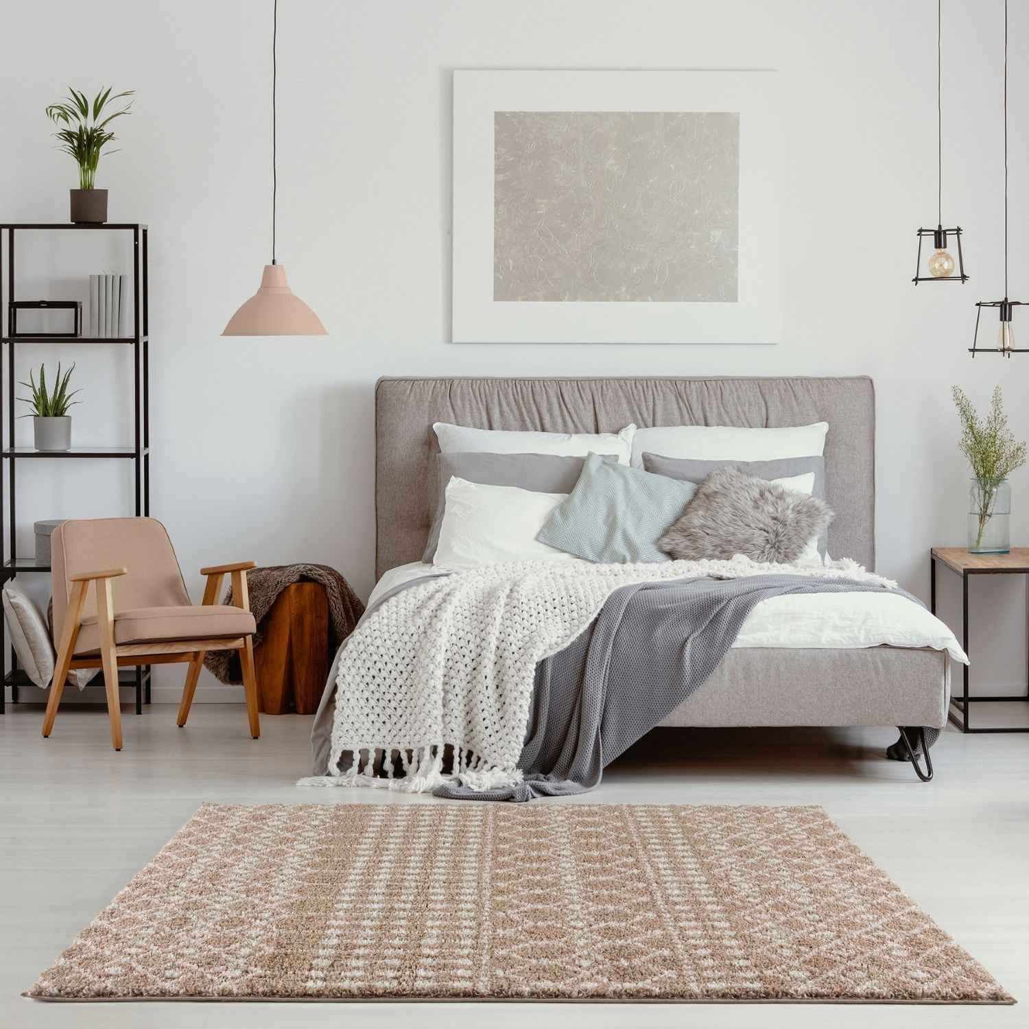 Moroccan Beige Shaggy Rug | 1020 - PN Home