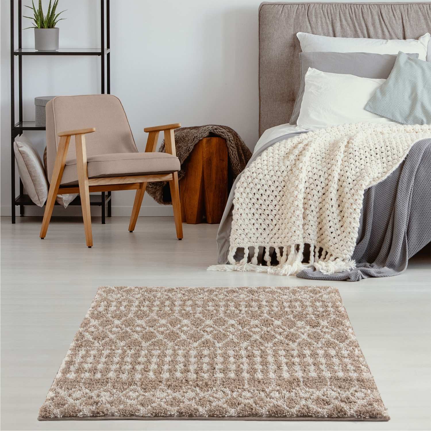 Moroccan Beige Shaggy Rug | 1020 - PN Home