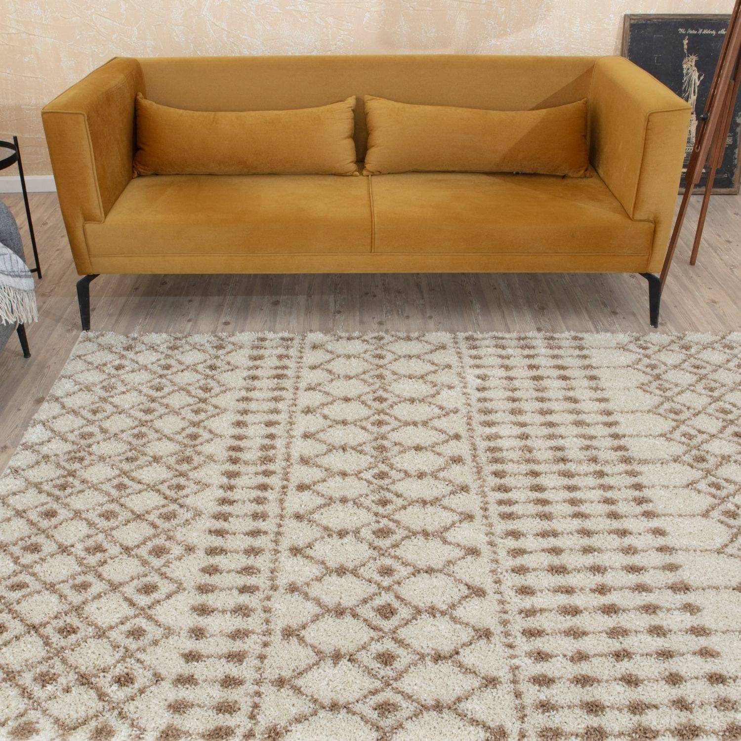 Moroccan Ivory Beige Shaggy Rug | 1030 - PN Home