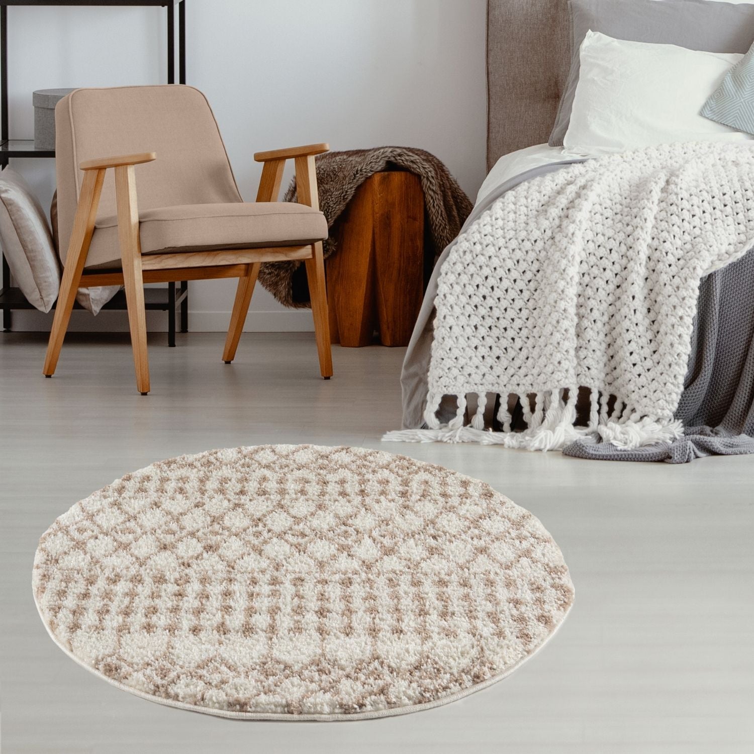 Moroccan Ivory Beige Shaggy Rug | 1030 - PN Home
