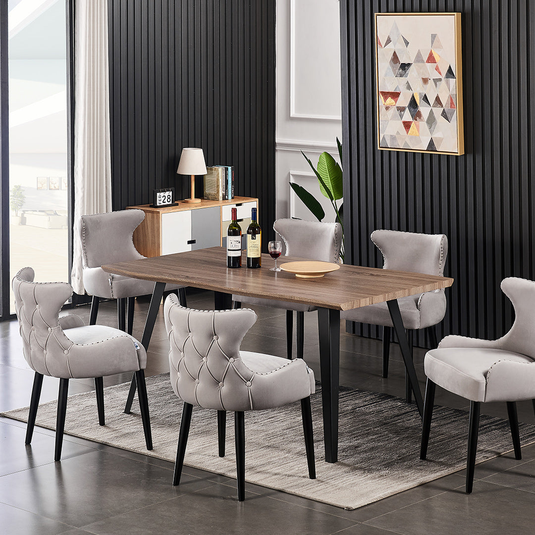 Oxford Rocco LUX Dining Set, a Table and Chairs Set of 6, Walnut