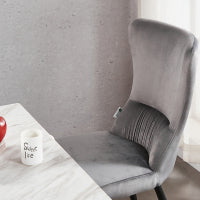 New York Rocco LUX Dining Set, a Table and Chairs Set of 4, Walnut/Grey