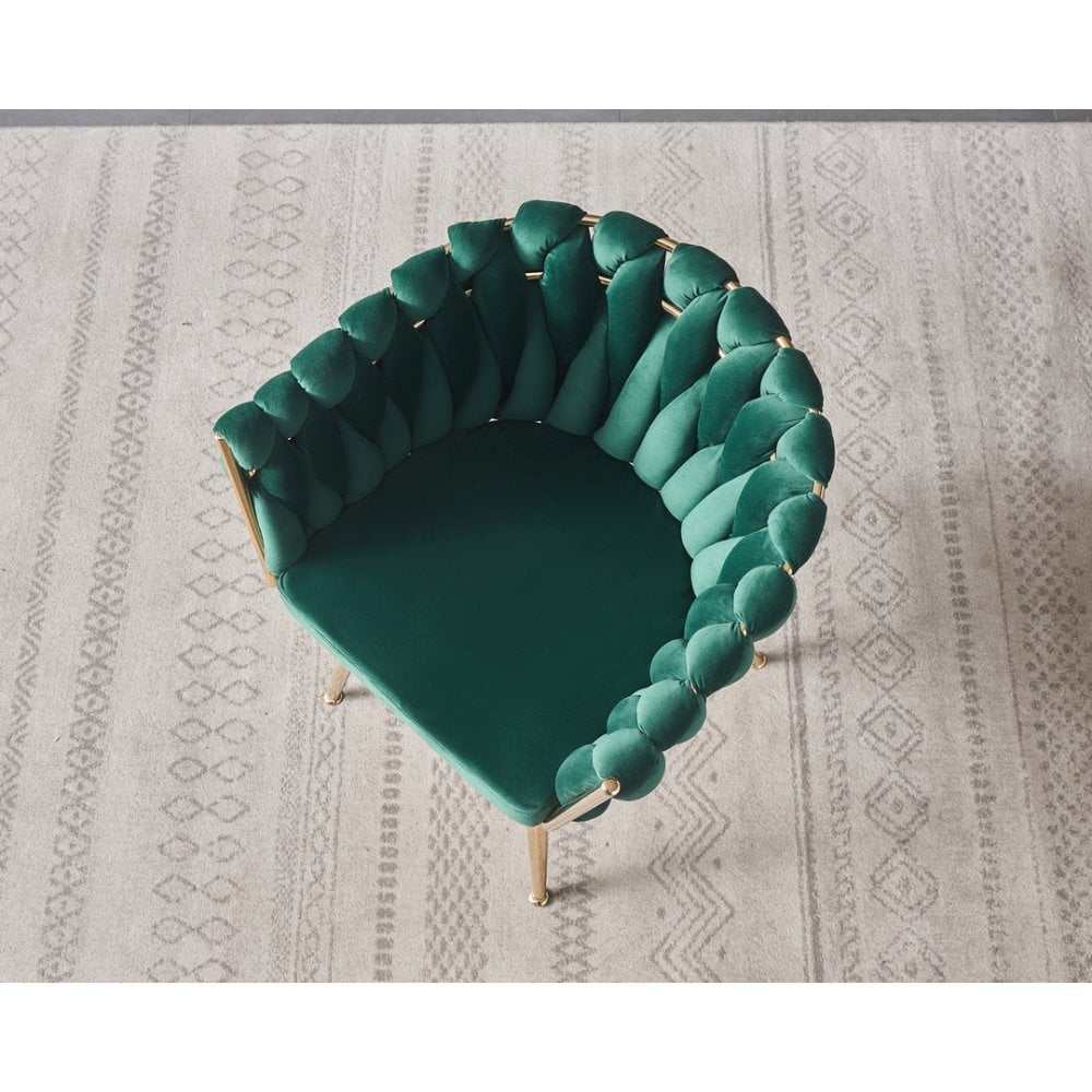 Roma Knot LUX Velvet Dining Chair - Plush Upholstery with Gold Frame