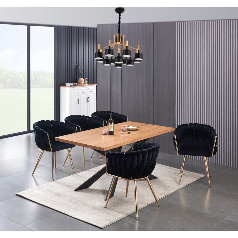 Roma Knot LUX Velvet Dining Chair - Plush Upholstery with Gold Frame