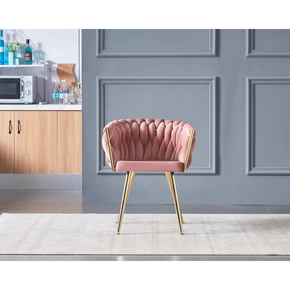 Roma Knot LUX Velvet Dining Chair - Plush Upholstery with Gold Frame