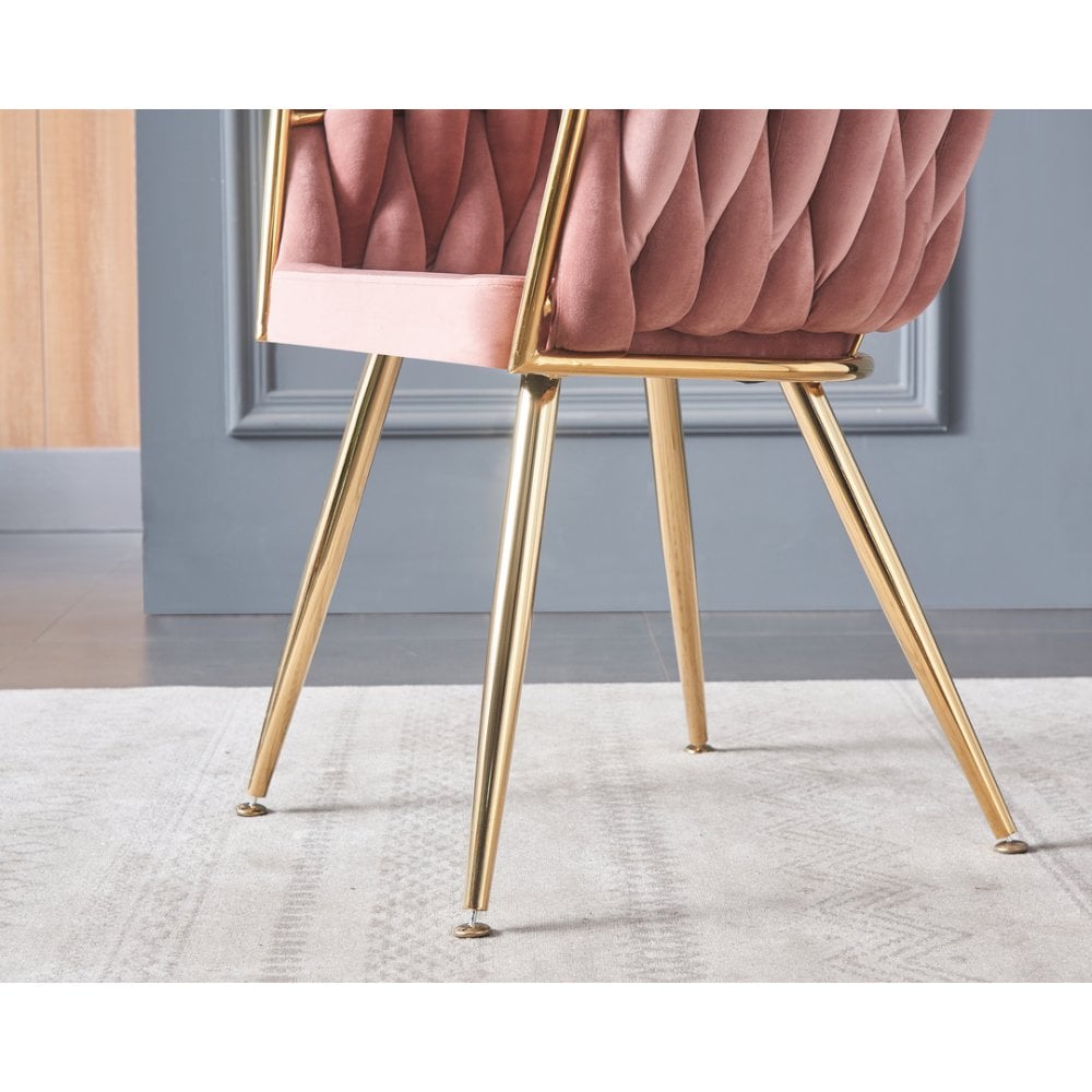 Roma Knot LUX Velvet Dining Chair - Plush Upholstery with Gold Frame