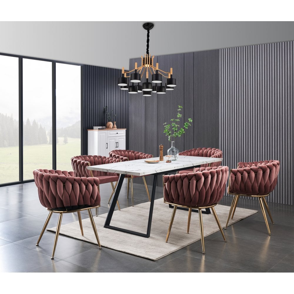 Roma Knot LUX Velvet Dining Chair - Plush Upholstery with Gold Frame