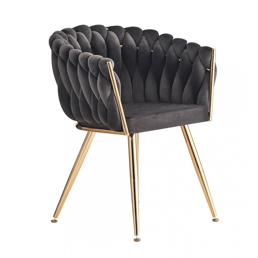 Roma Knot LUX Velvet Dining Chair - Plush Upholstery with Gold Frame