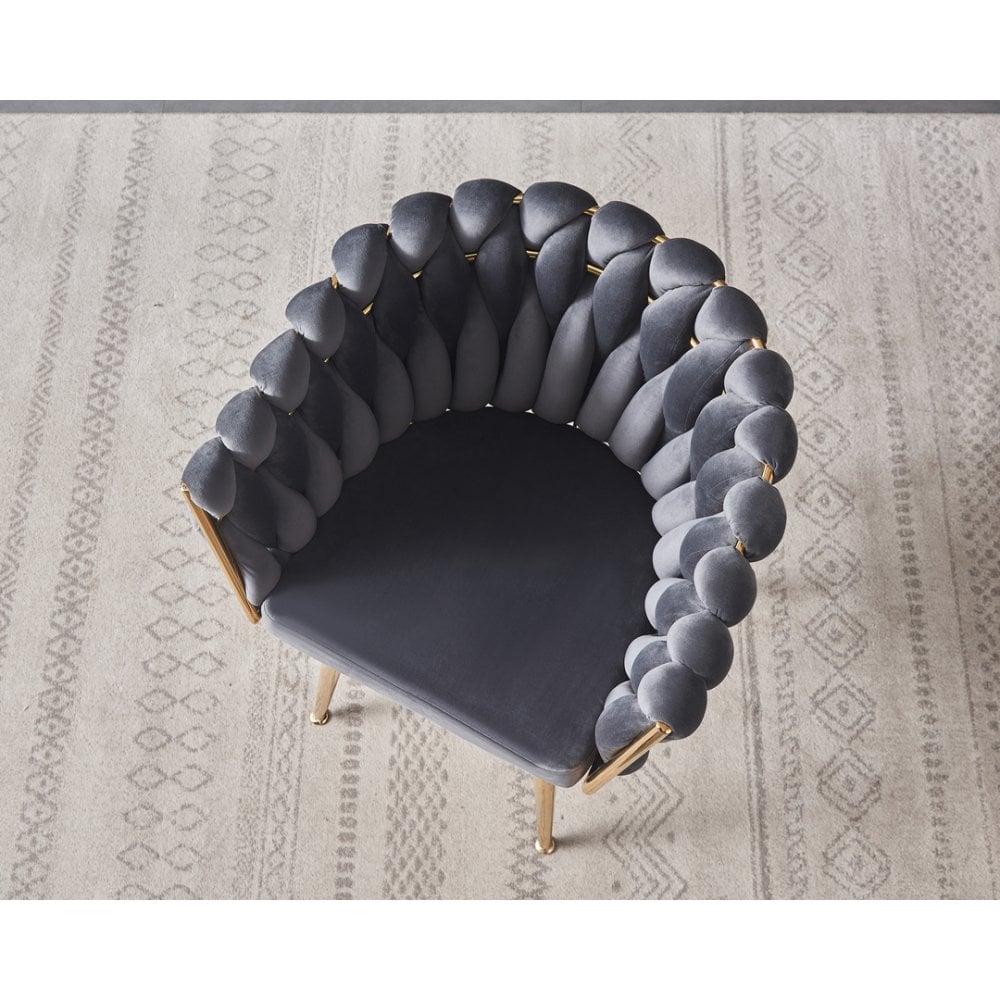 Roma Knot LUX Velvet Dining Chair - Plush Upholstery with Gold Frame