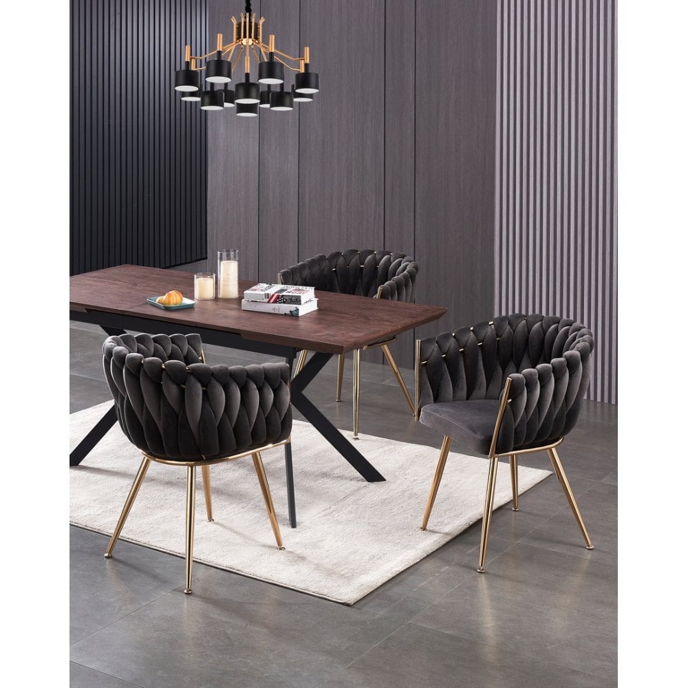 Roma Knot LUX Velvet Dining Chair - Plush Upholstery with Gold Frame