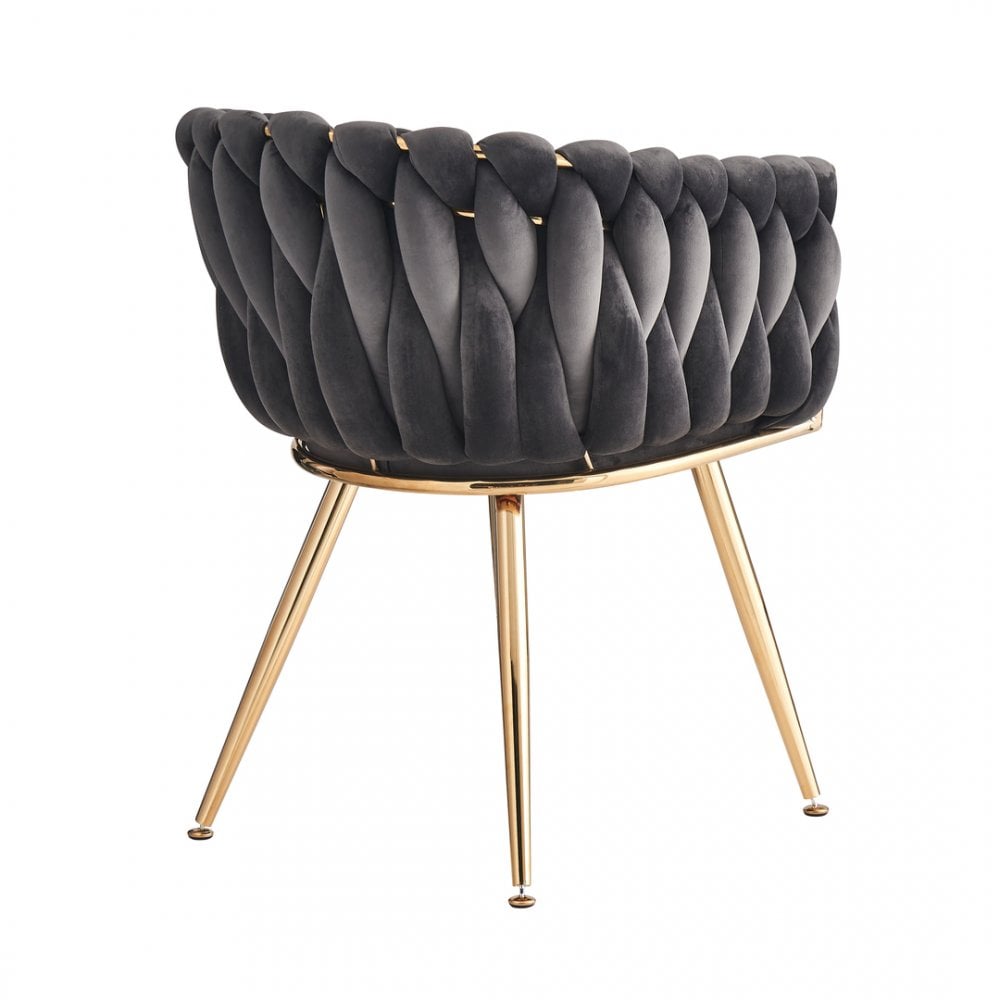 Roma Knot LUX Velvet Dining Chair - Plush Upholstery with Gold Frame