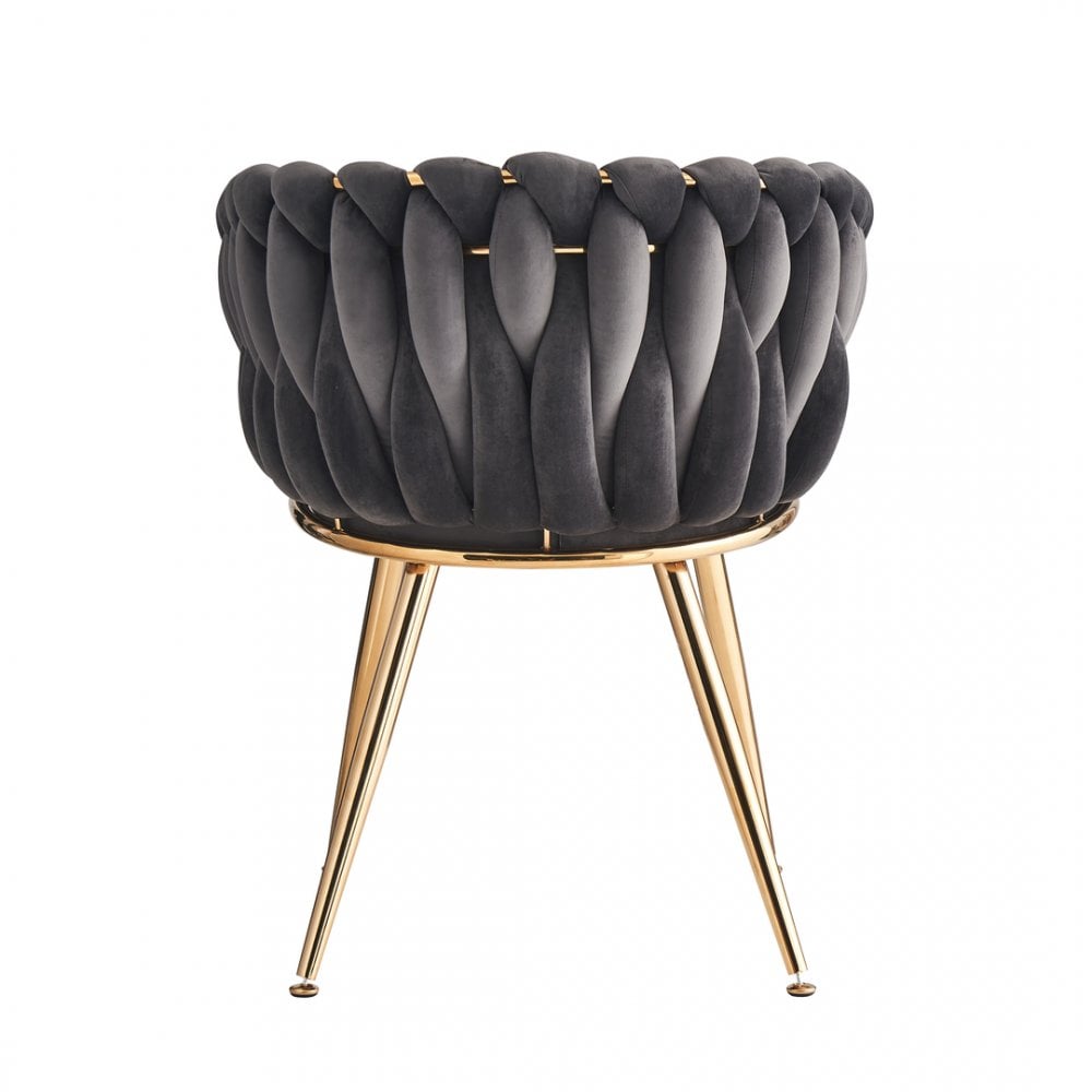 Roma Knot LUX Velvet Dining Chair - Plush Upholstery with Gold Frame