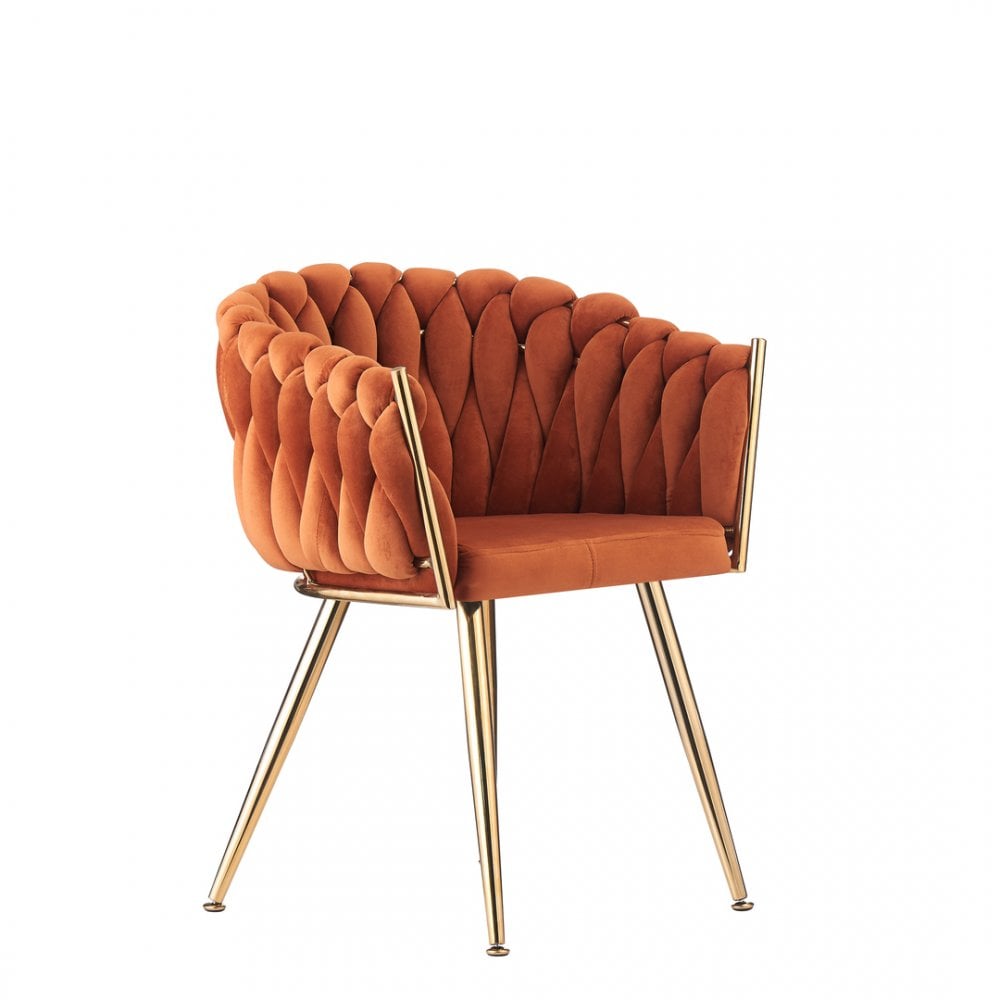 Roma Knot LUX Velvet Dining Chair - Plush Upholstery with Gold Frame