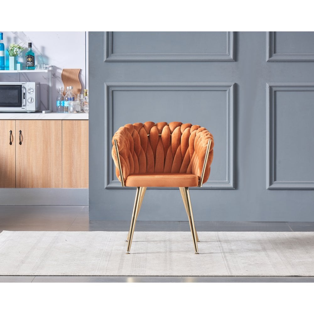 Roma Knot LUX Velvet Dining Chair - Plush Upholstery with Gold Frame