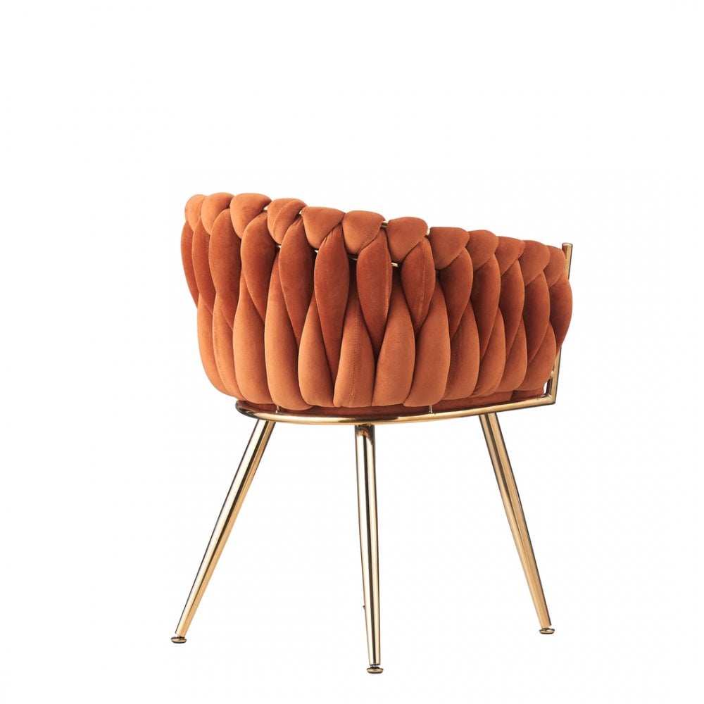 Roma Knot LUX Velvet Dining Chair - Plush Upholstery with Gold Frame