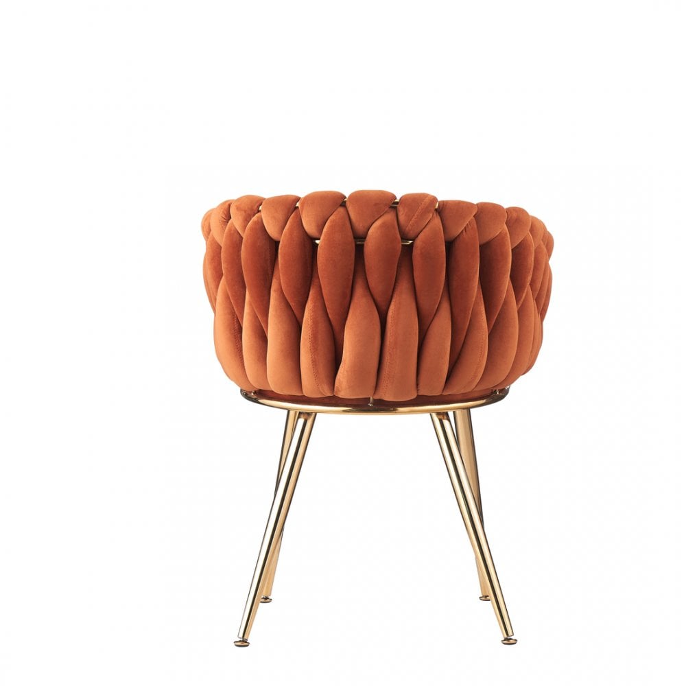 Roma Knot LUX Velvet Dining Chair - Plush Upholstery with Gold Frame