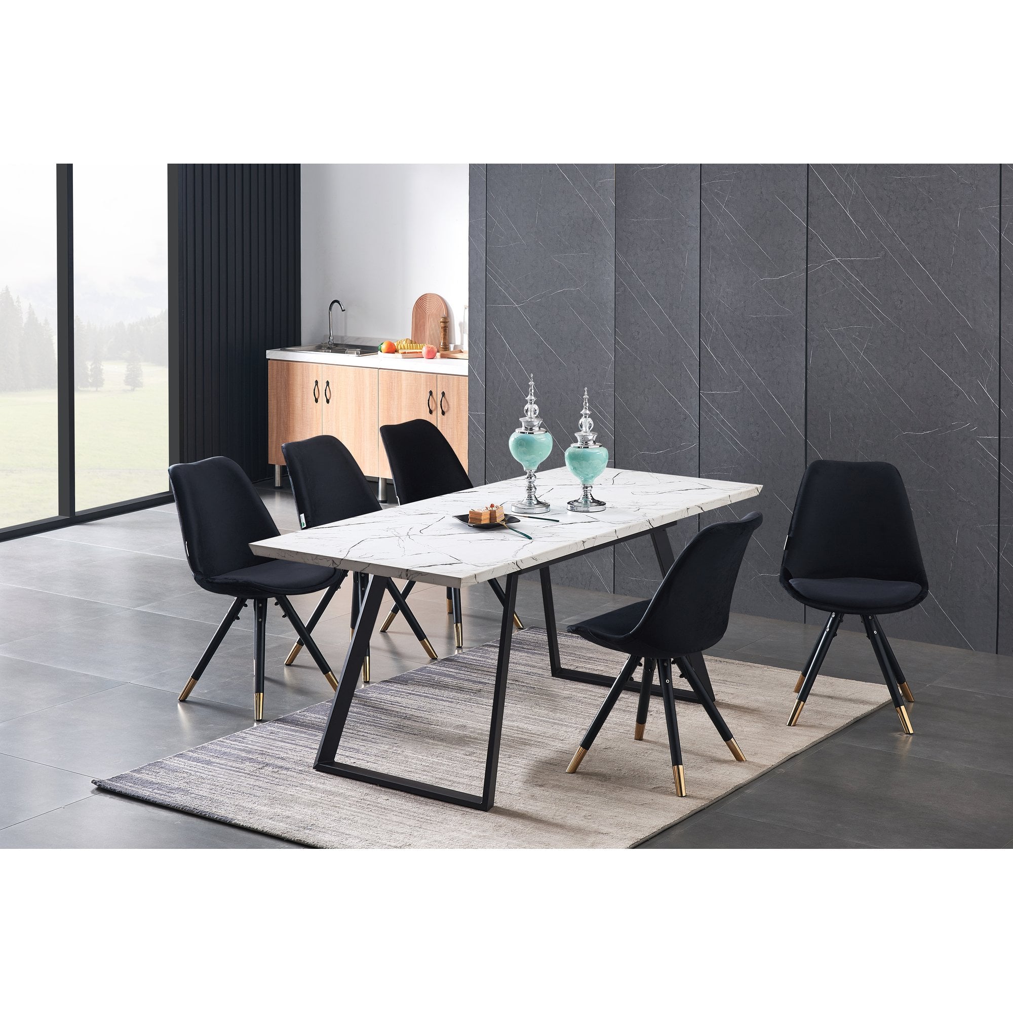 Sofia Velvet Dining Chair with Metal Legs - Retro Scandinavian Style - PN Home