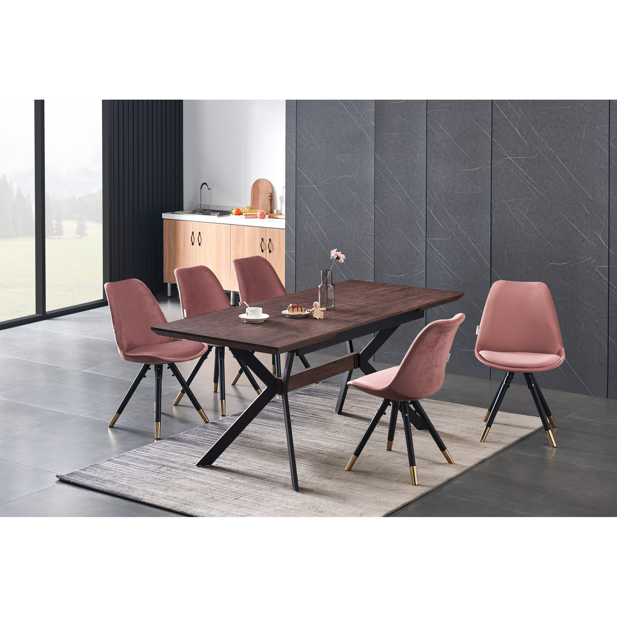 Sofia Velvet Dining Chair with Metal Legs - Retro Scandinavian Style - PN Home