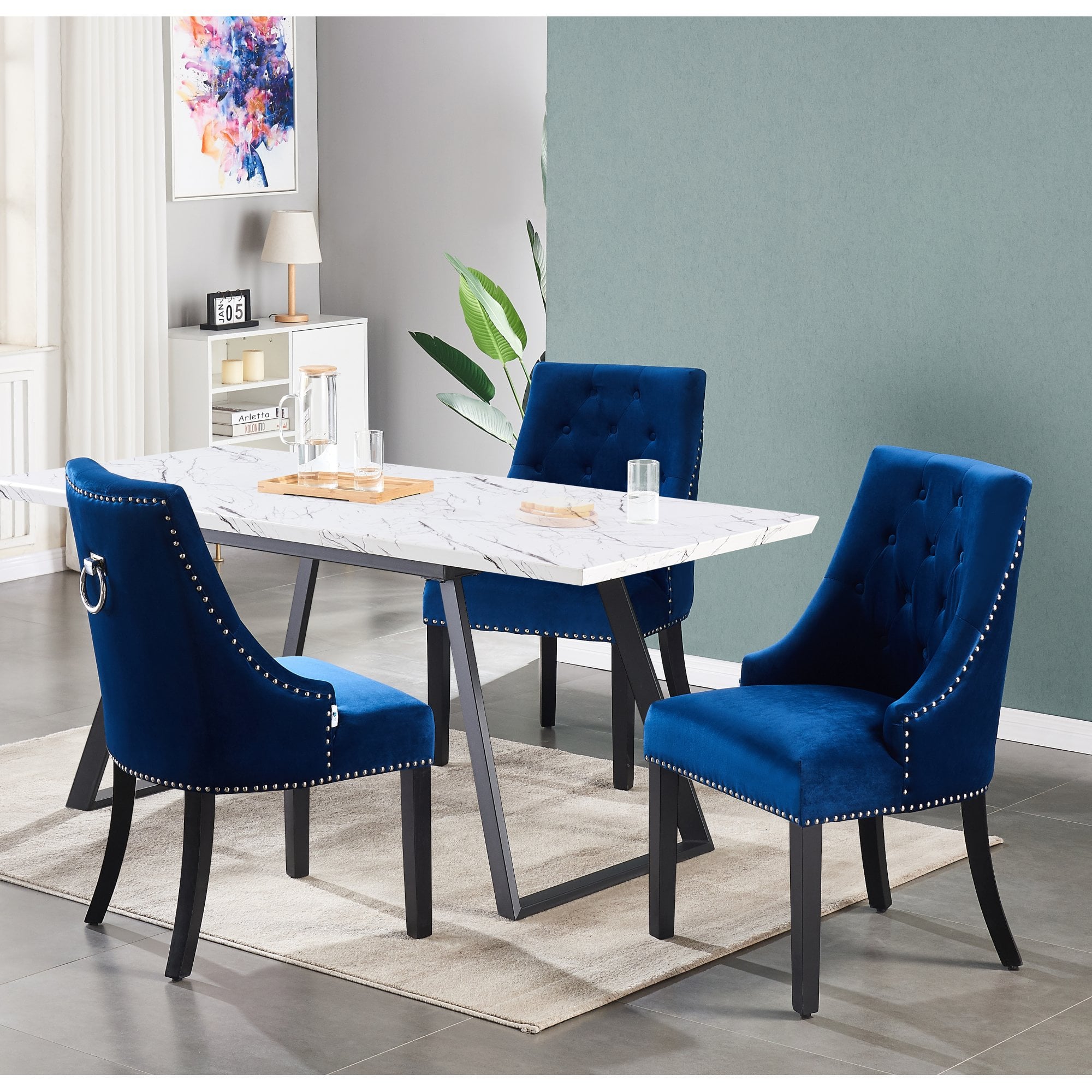 Windsor Toga Lux Dining Set | a White Table and Set of 6 Chairs - PN Home