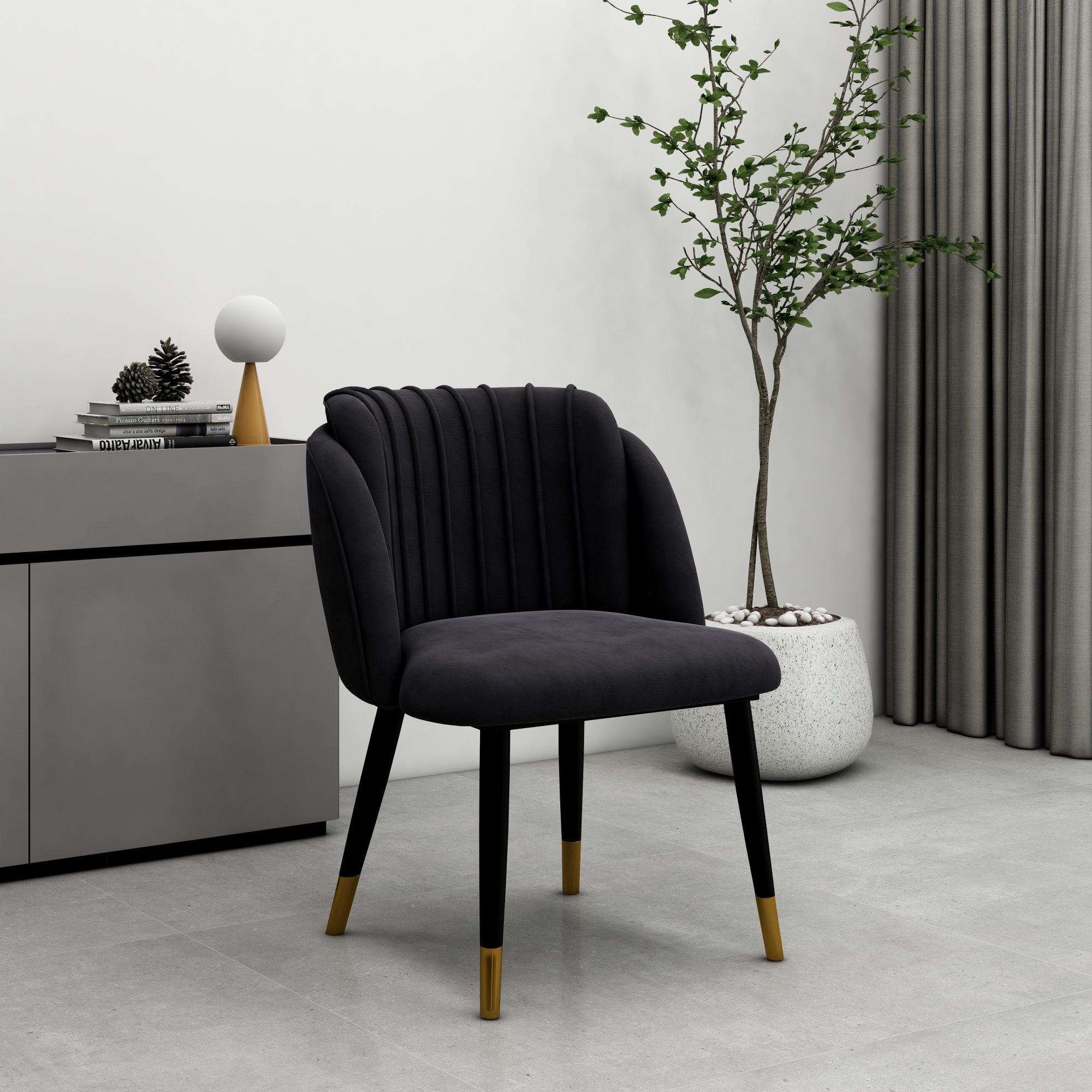 Milano Duke LUX Dining Set | a Oak Dining Table & 6 Dining Chairs with Gold End Caps