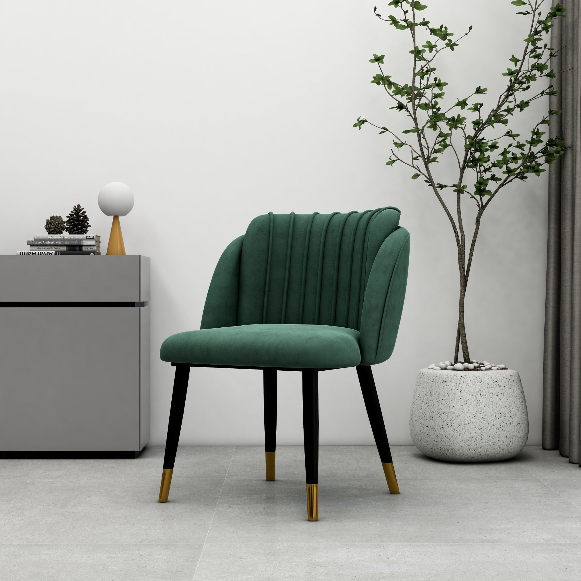 Milano Duke LUX Dining Set | a Oak Dining Table & 6 Dining Chairs with Gold End Caps