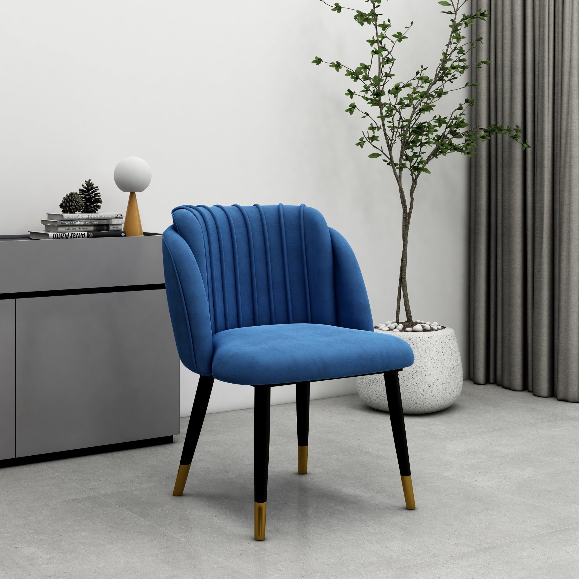 Milano Duke LUX Dining Set | a Oak Dining Table & 6 Dining Chairs with Gold End Caps
