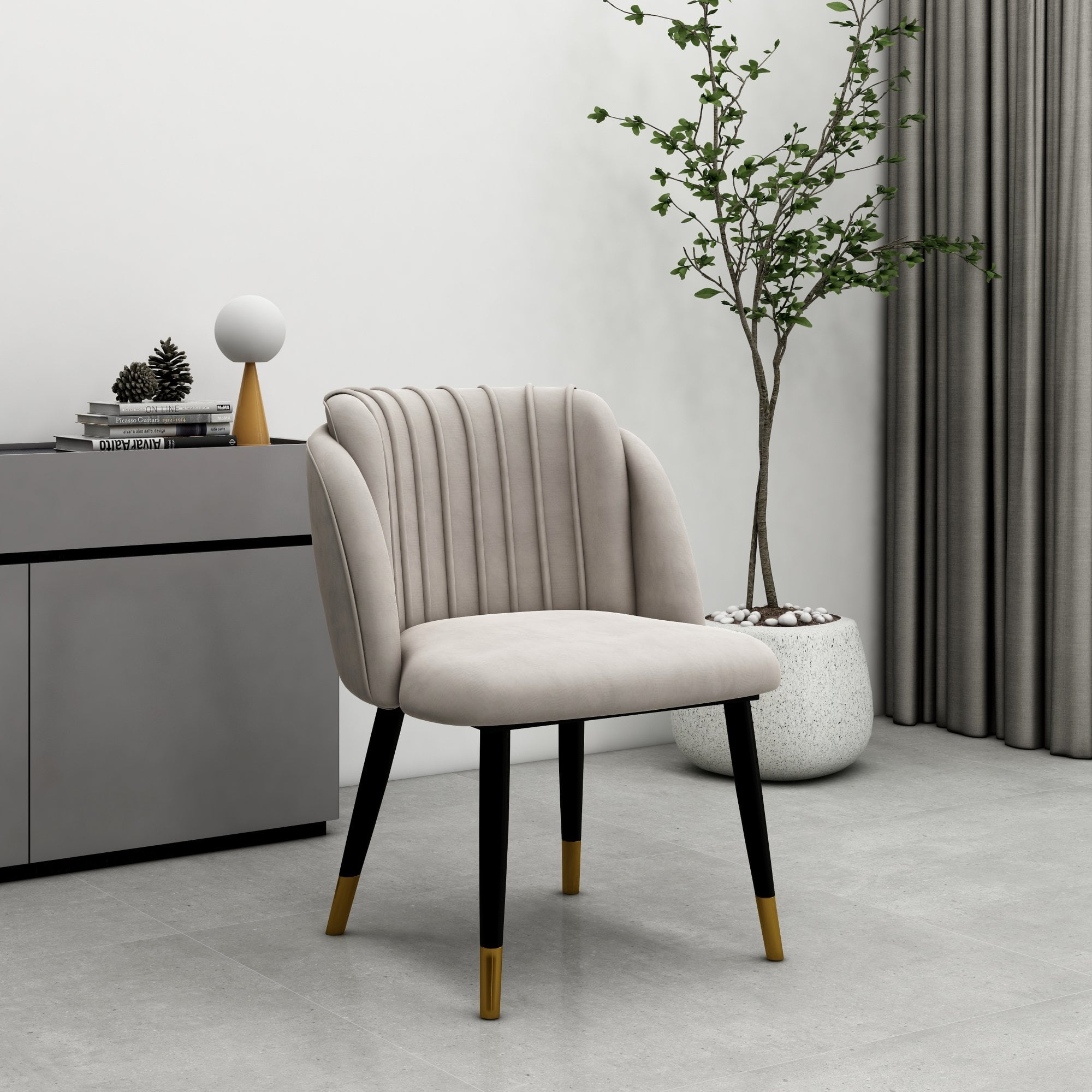 Milano Duke LUX Dining Set | a Oak Dining Table & 6 Dining Chairs with Gold End Caps