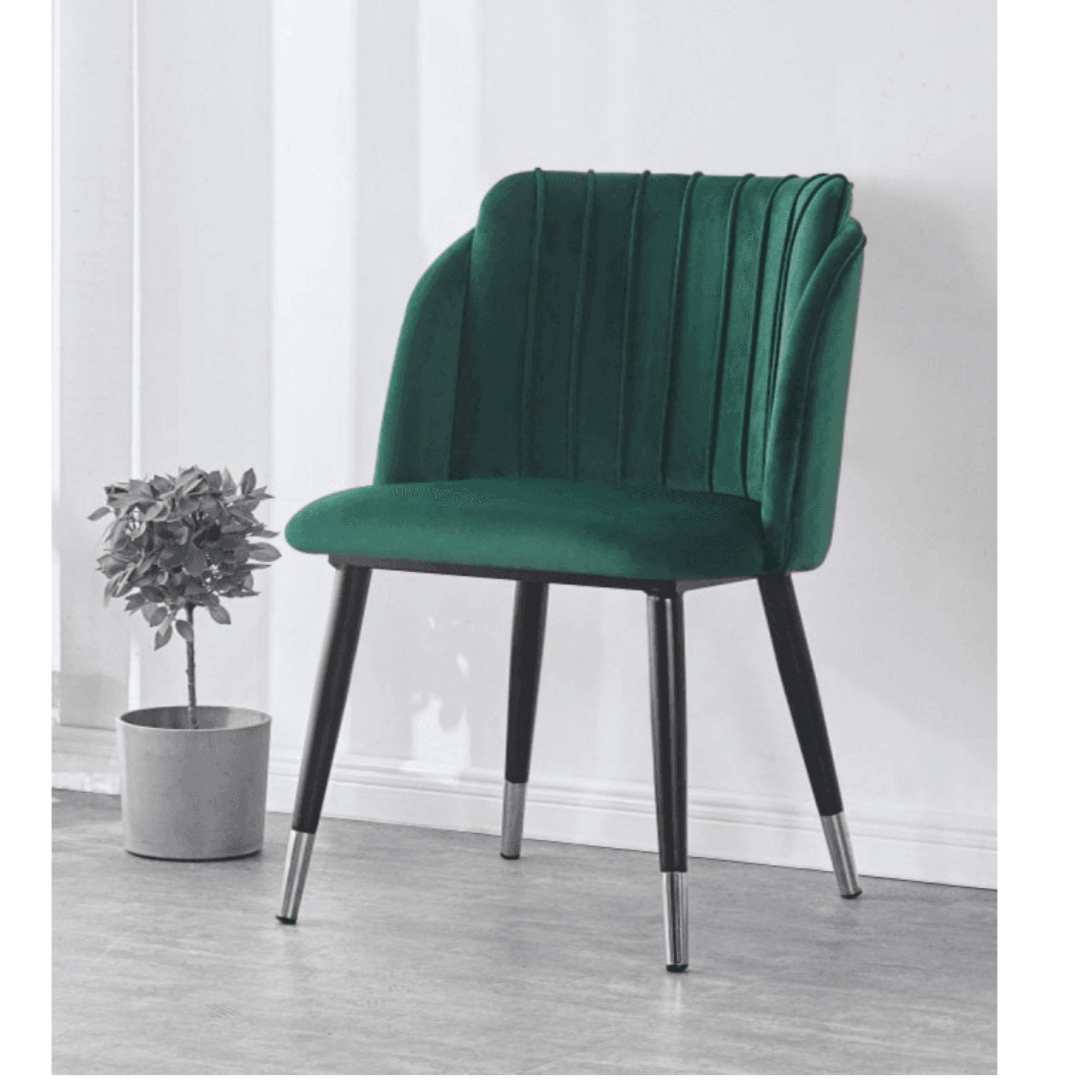 Milano Blaze LUX Dining Set | a White EXTENDABLE Dining Table & 6 Velvet Dining Chairs with Silver End Caps - PN Home