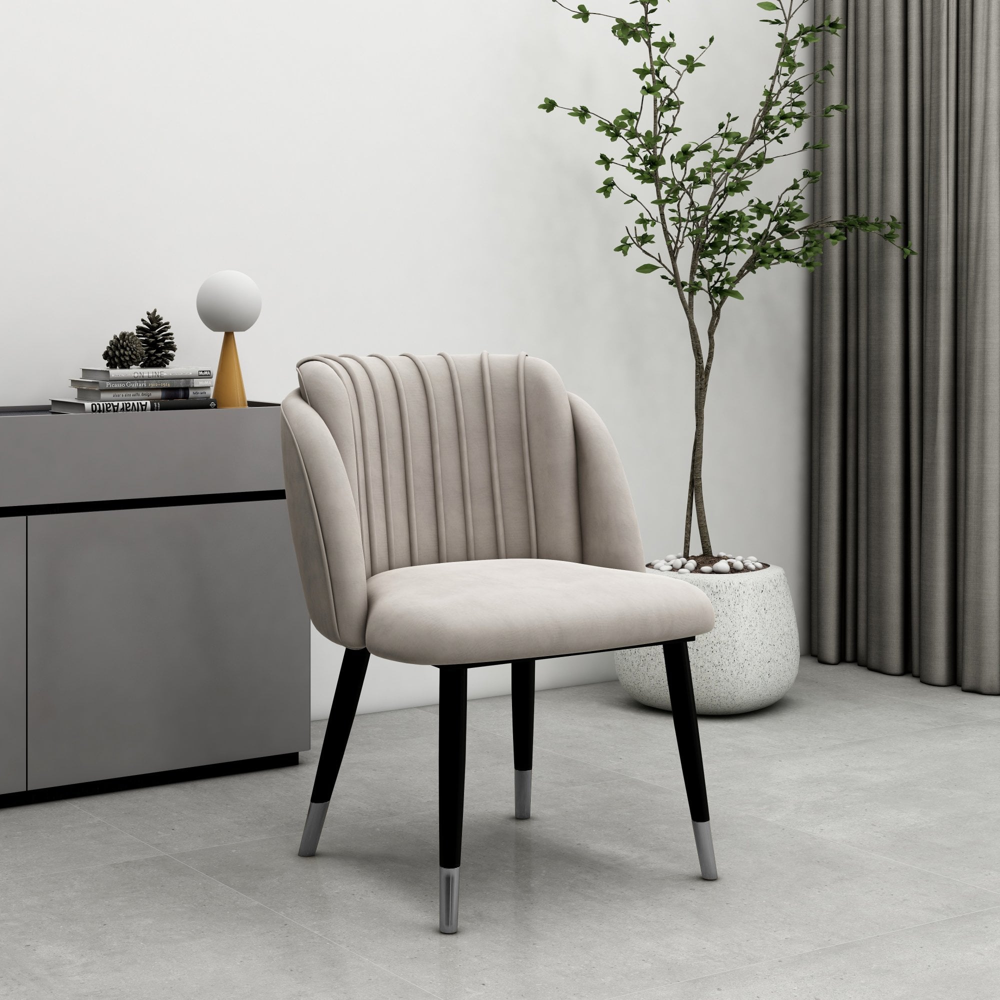 Milano Toga Extendable Dining Set | a Brown Extendable Dining Table & 6 Dining Chairs with Silver End Caps