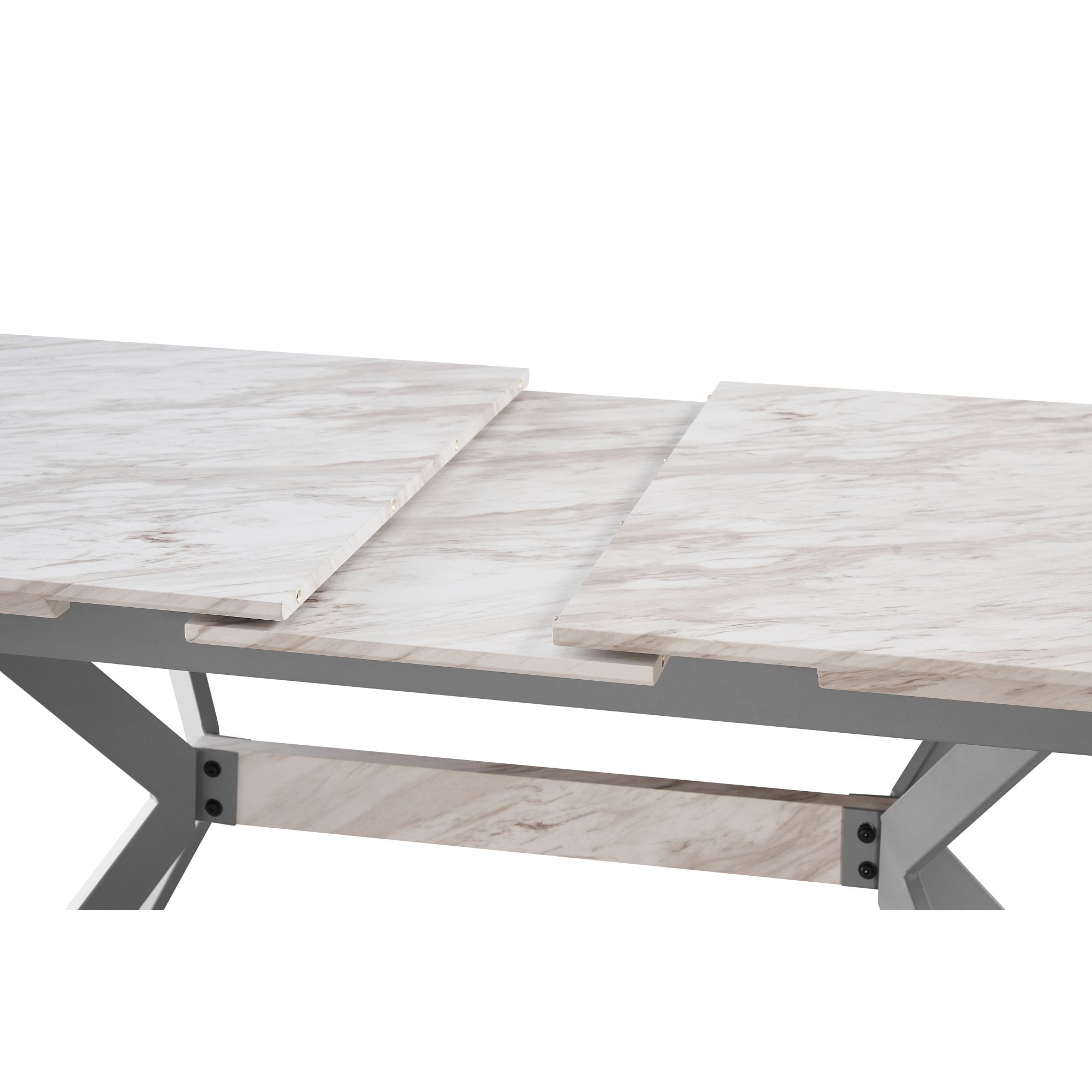 Milano Blaze LUX Dining Set | a White EXTENDABLE Dining Table & 6 Velvet Dining Chairs with Silver End Caps - PN Home