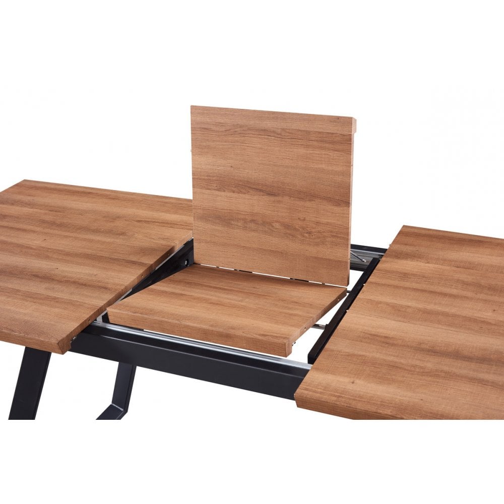 Milano Toga Extendable Dining Set | a Brown Extendable Dining Table & 6 Dining Chairs with Silver End Caps