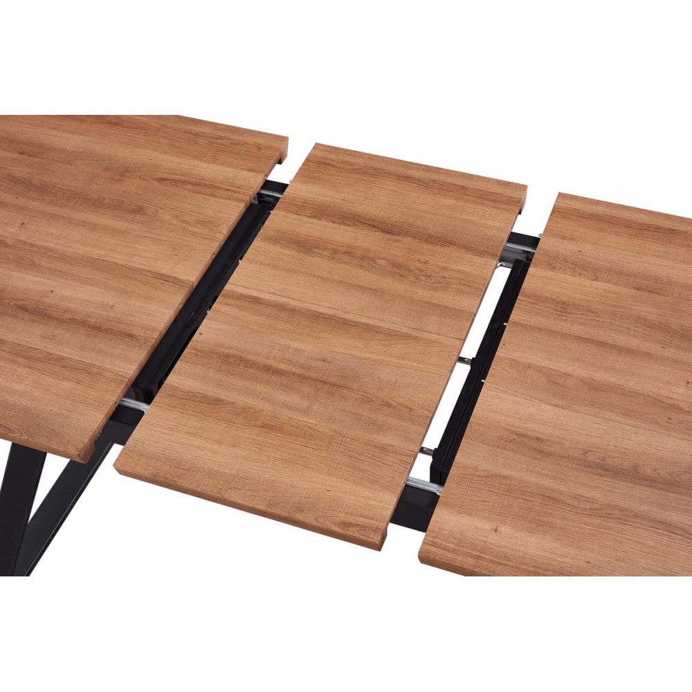 Milano Toga Extendable Dining Set | a Brown Extendable Dining Table & 6 Dining Chairs with Silver End Caps