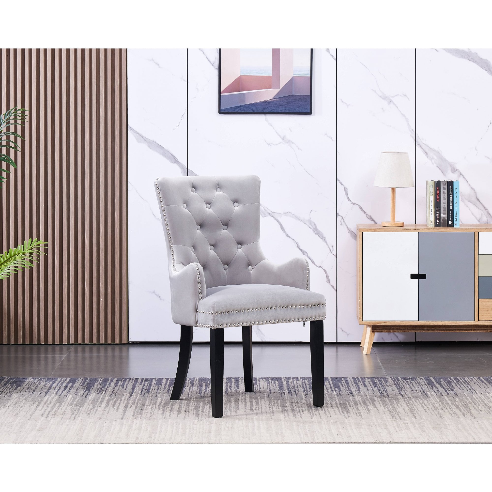 Windsor LUX Knocker Back Velvet Dining Chair w/ Armrests - PN Home