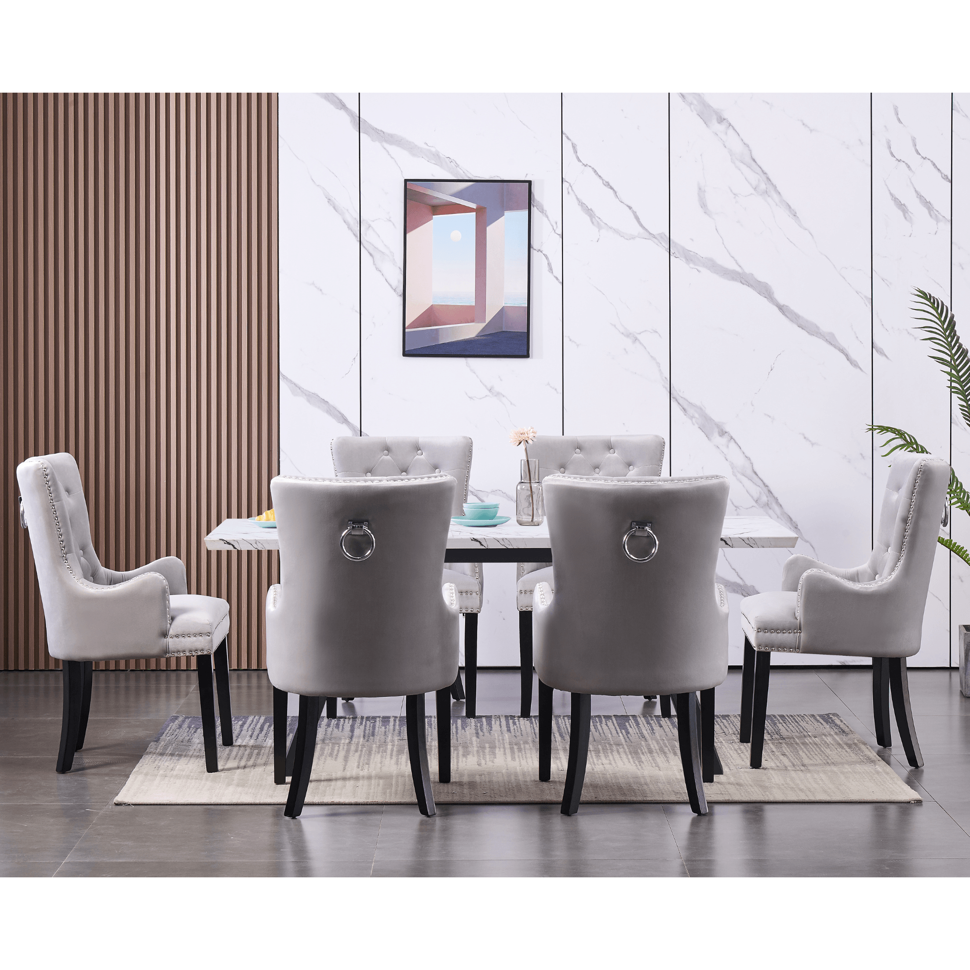 Windsor LUX Knocker Back Velvet Dining Chair w/ Armrests - PN Home