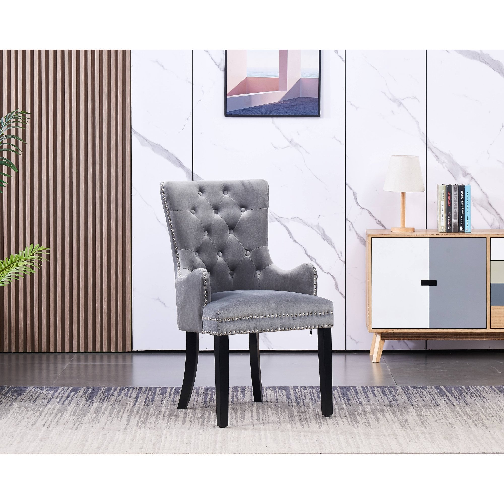 Windsor LUX Knocker Back Velvet Dining Chair w/ Armrests - PN Home