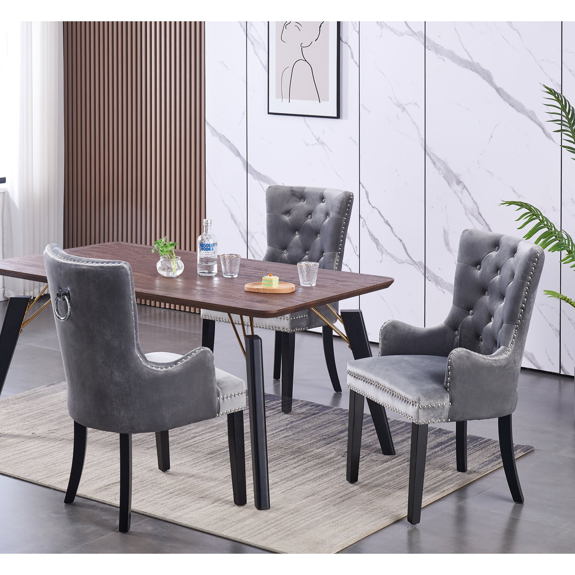 Windsor LUX Knocker Back Velvet Dining Chair w/ Armrests - PN Home