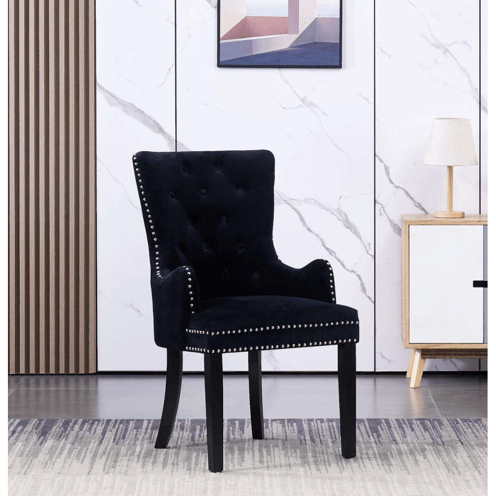 Windsor LUX Knocker Back Velvet Dining Chair w/ Armrests - PN Home