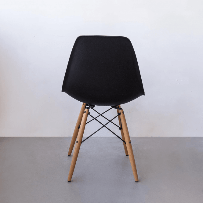 Eiffel Halo Round Dining Table Set with 4 Chairs - MDF Top, Plastic Chairs with Wooden Legs