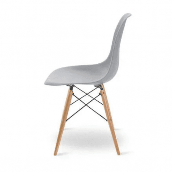 Eiffel Halo Round Dining Table Set with 4 Chairs - MDF Top, Plastic Chairs with Wooden Legs