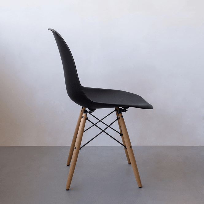 Eiffel Halo Round Dining Table Set with 4 Chairs - MDF Top, Plastic Chairs with Wooden Legs