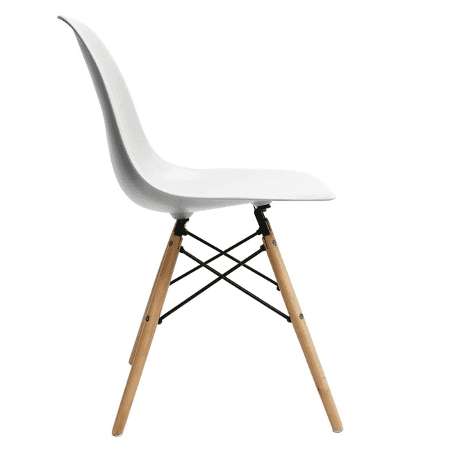 Eiffel Halo Round Dining Table Set with 4 Chairs - MDF Top, Plastic Chairs with Wooden Legs