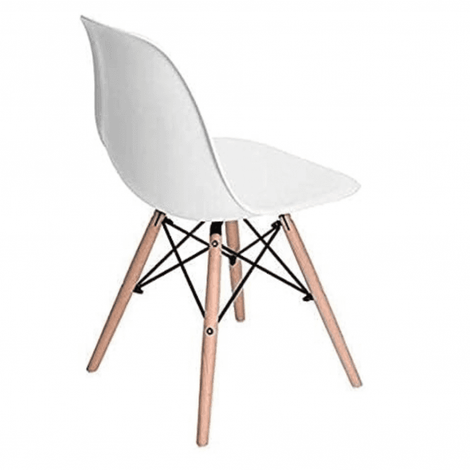 Eiffel Halo Round Dining Table Set with 4 Chairs - MDF Top, Plastic Chairs with Wooden Legs